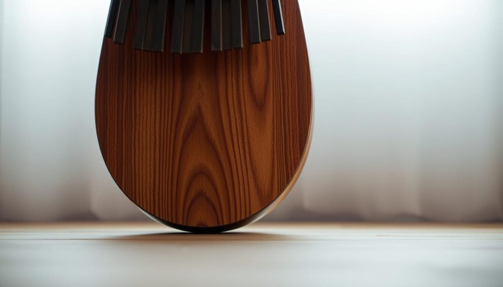 A detailed shot of a tongue drum in a serene, minimalist setting. In the foreground, the instrument rests on a simple wooden surface, its natural grain and warm tones taking center stage. The background is a soft, out-of-focus gradient, creating a calming, atmospheric ambiance. Gentle side lighting casts subtle shadows, highlighting the drum's intricate carved patterns and the smooth, polished finish. The image conveys a sense of balance, quality, and the premium pricing tier associated with high-end percussion instruments. A detailed shot of a tongue drum in a serene, minimalist setting. In the foreground, the instrument rests on a simple wooden surface, its natural grain and warm tones taking center stage. The background is a soft, out-of-focus gradient, creating a calming, atmospheric ambiance. Gentle side lighting casts subtle shadows, highlighting the drum's intricate carved patterns and the smooth, polished finish. The image conveys a sense of balance, quality, and the premium pricing tier associated with high-end percussion instruments.